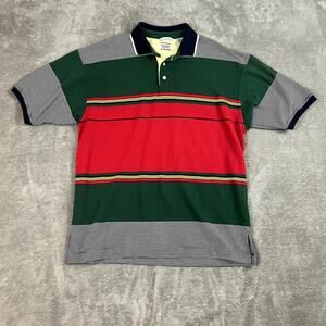 Vintage Bugle Boy‎ Company Polo Shirt Mens L Striped Preppy Golf